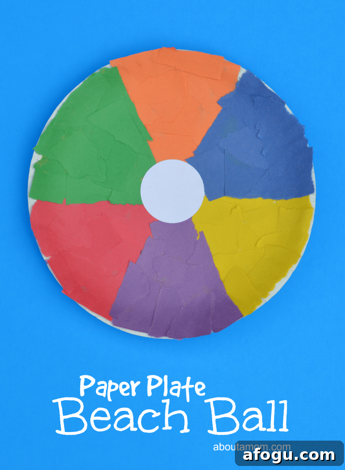 beach ball paper plate craft for summer