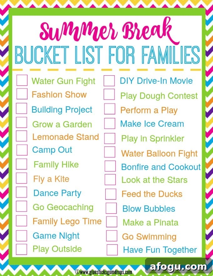 Summer Break Bucket List