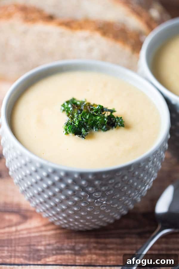 Truffle Cauliflower Soup with Crispy Kale