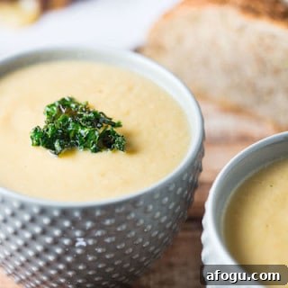 Truffled Cauliflower Soup with Crispy Kale