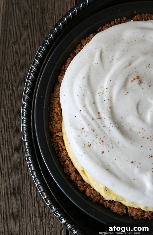 Gluten-free Eggnog Pie with Snickerdoodle Crust