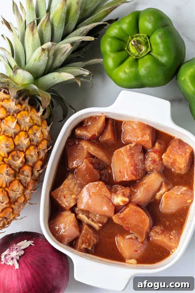 ingredients for making chicken pineapple kabobs