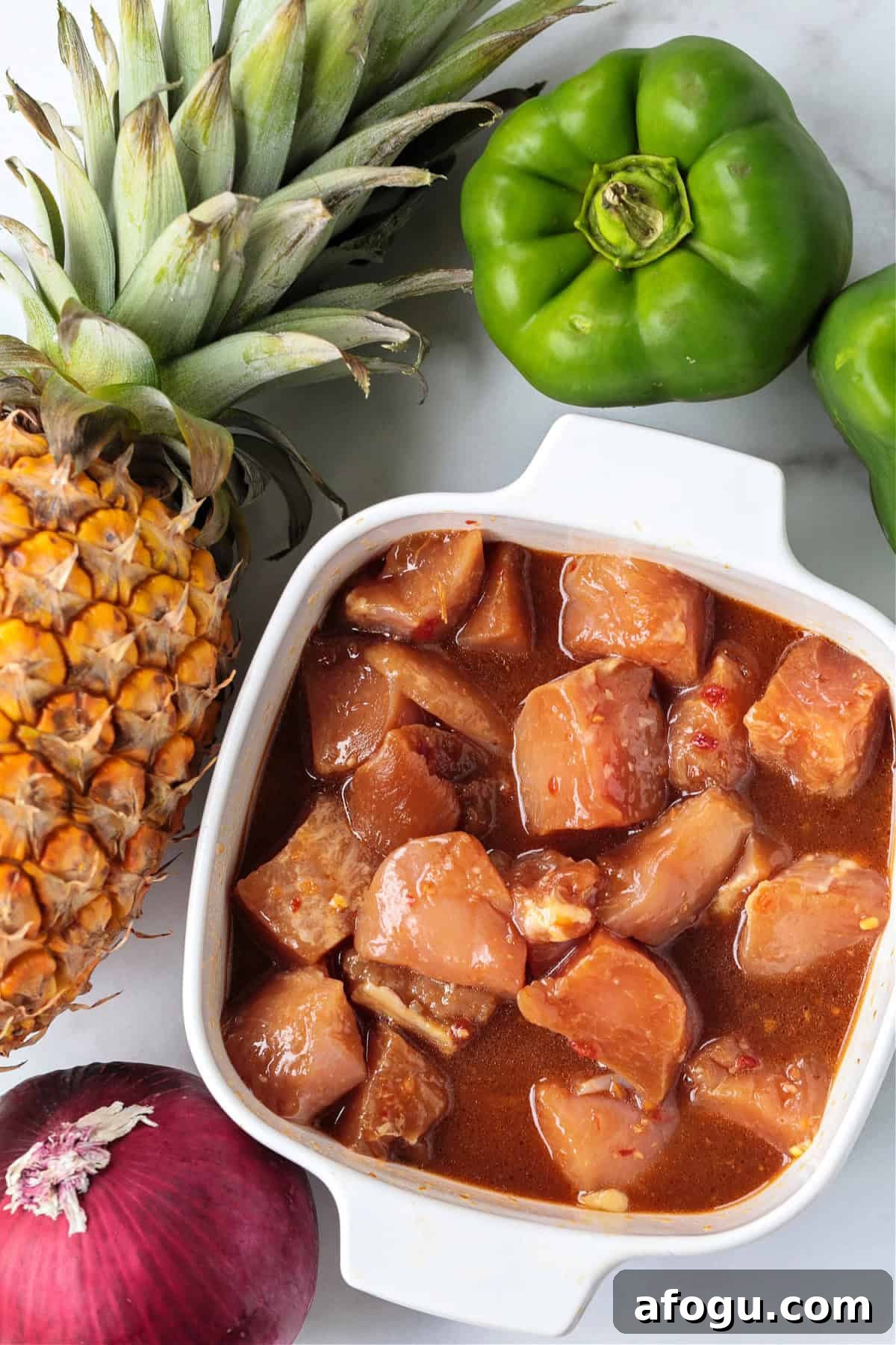 ingredients for making chicken pineapple kabobs