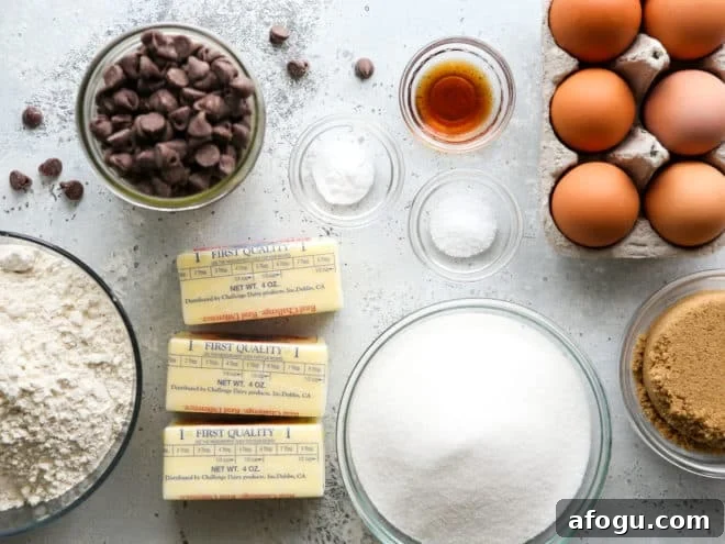 ingredients for chocolate chip cookie brownies