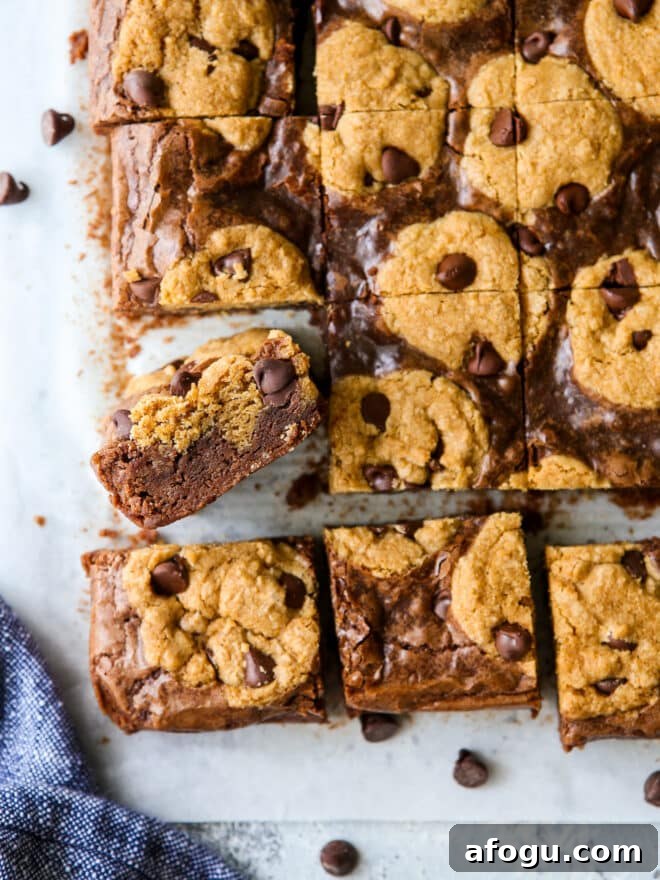 sliced chocolate chip cookie brownies