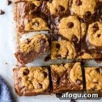 sliced chocolate chip cookie brownies