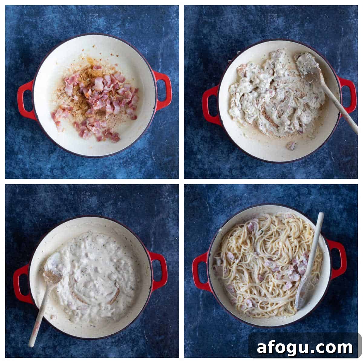 Step by step photo instructions for making Boursin Pasta.