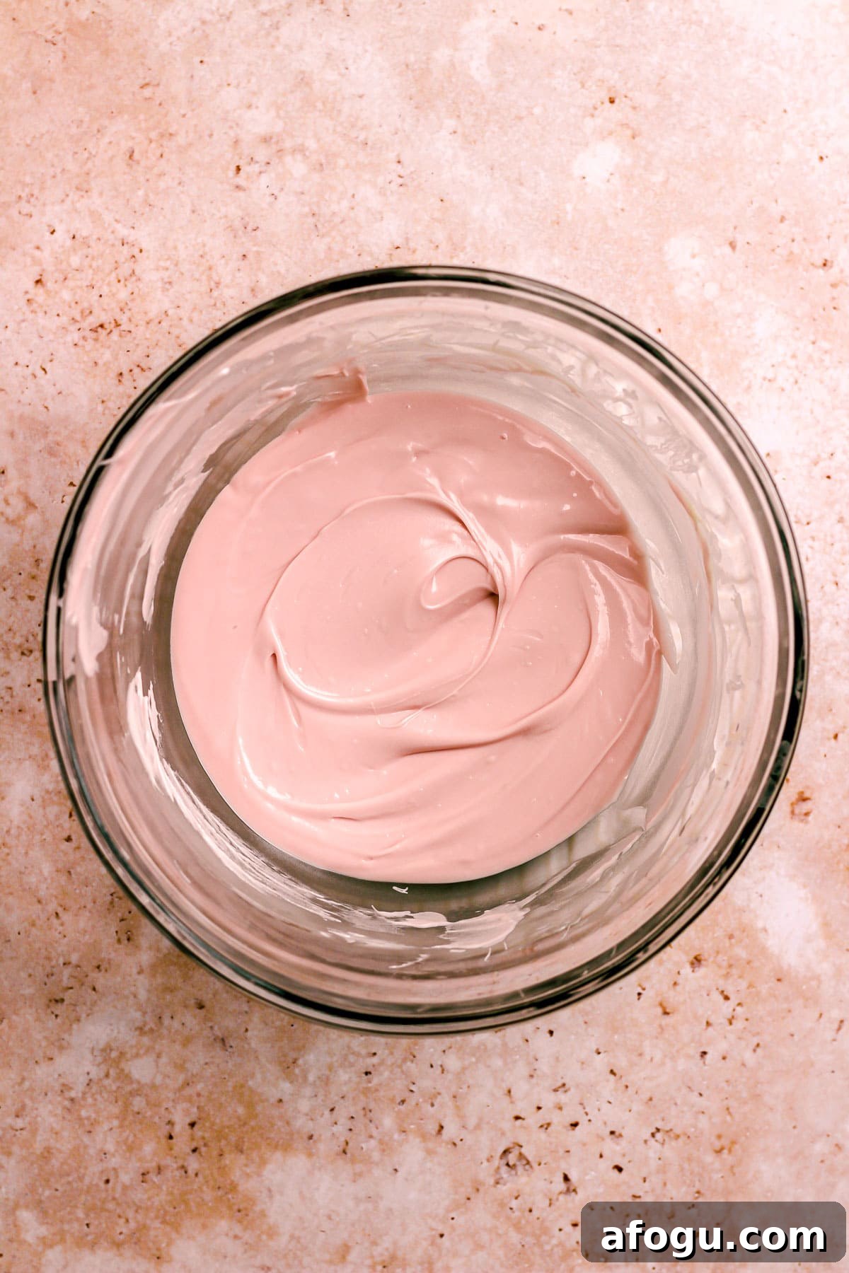Pink melted chocolate
