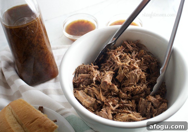 Finished French dip sandwich