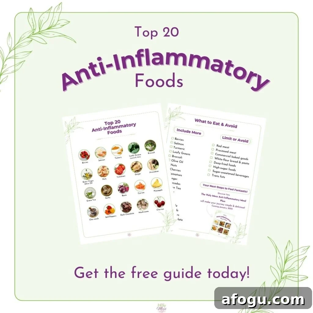 Free printable of the top 20 anti-inflammatory foods