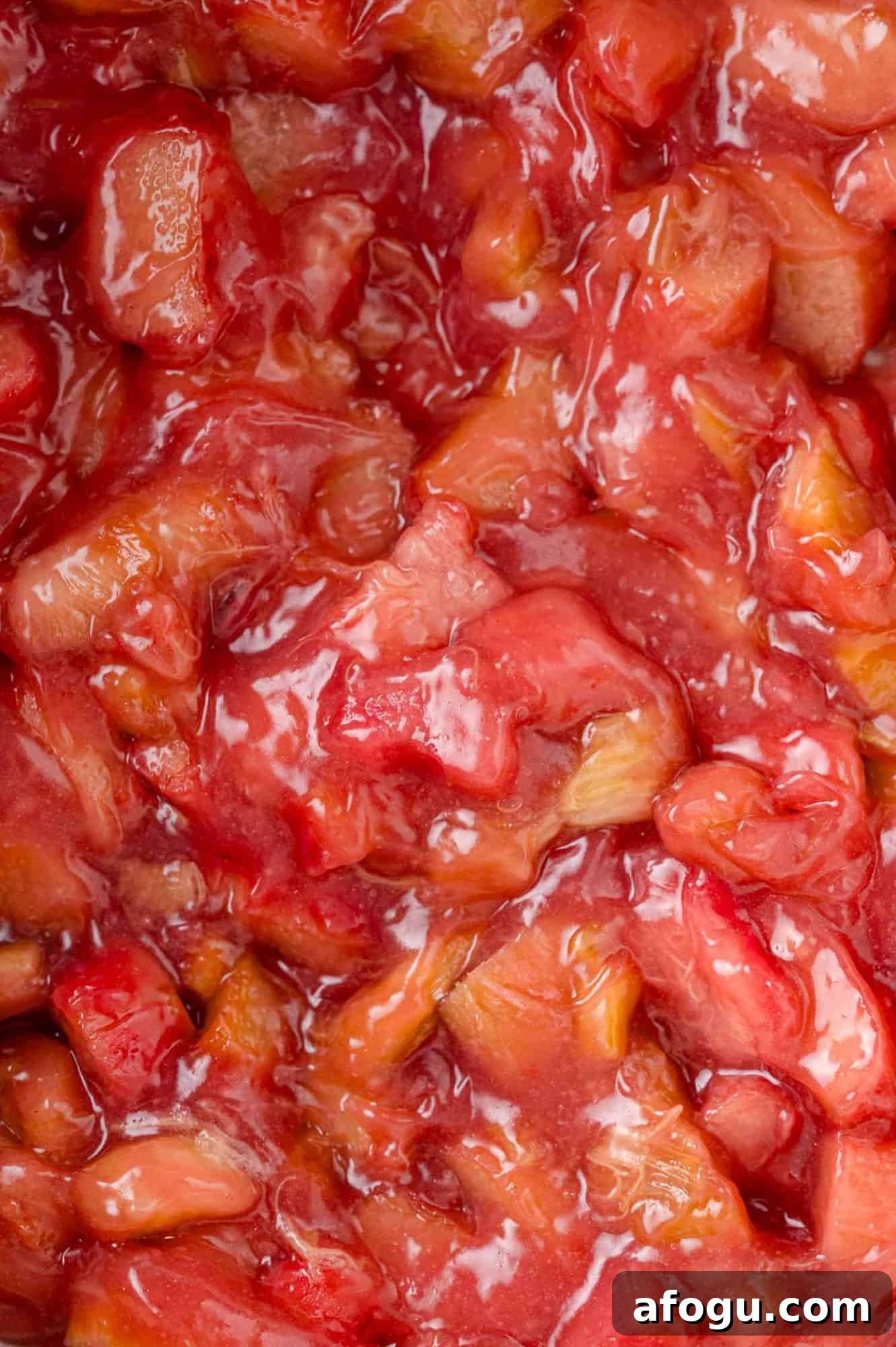 Rhubarb filling after cooking.
