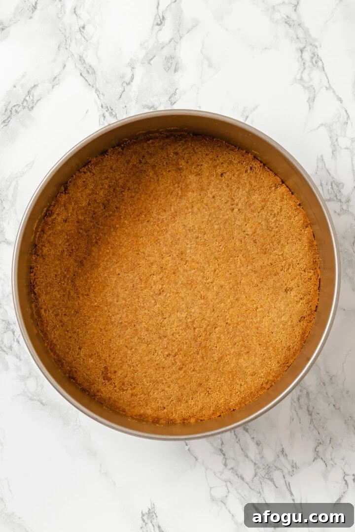Biscoff crust in pan.