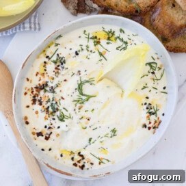 A bowl of whipped ricotta cheese dip with endive leaf in for scooping.