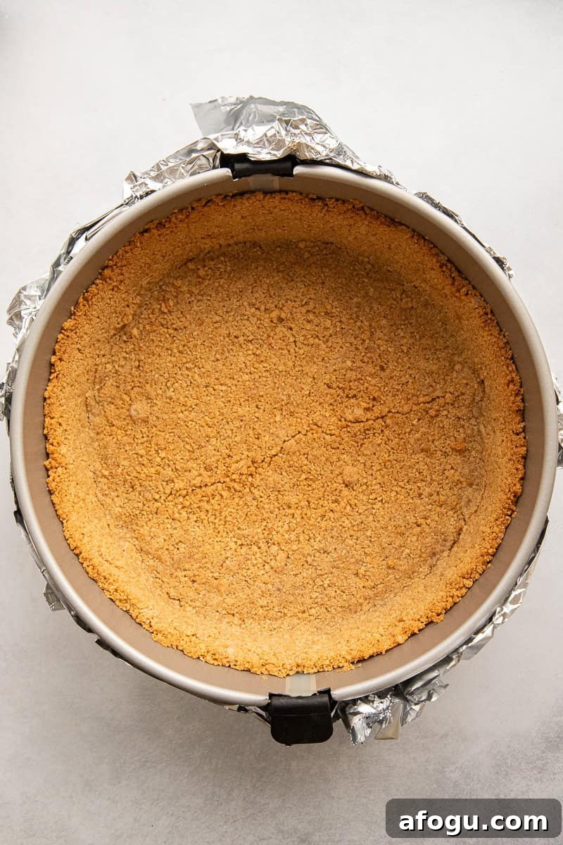 Graham crackers in a cheesecake pan