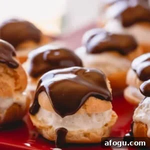 chocolate topped profiteroles.
