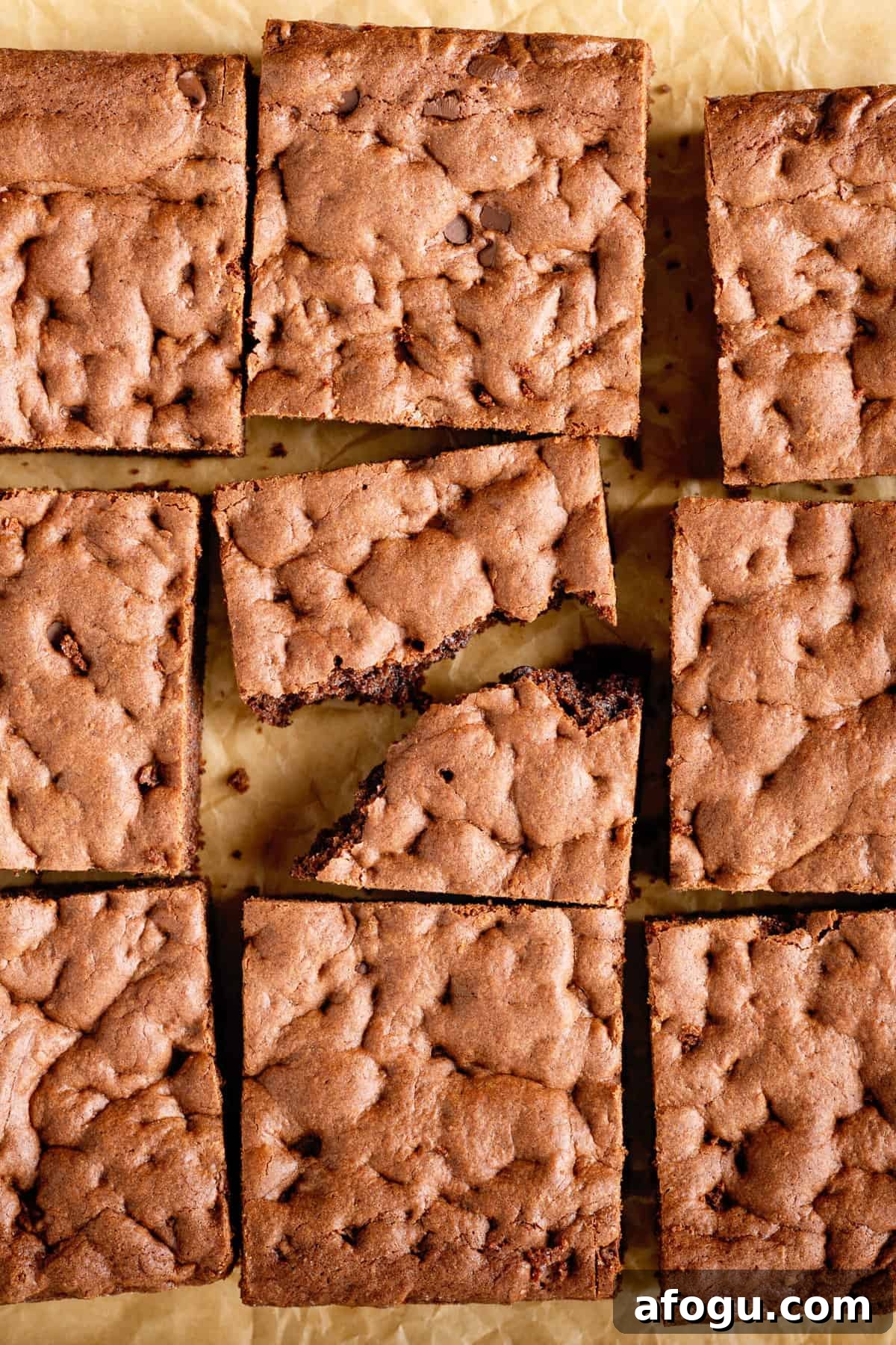 Cake mix brownies cut into squares.