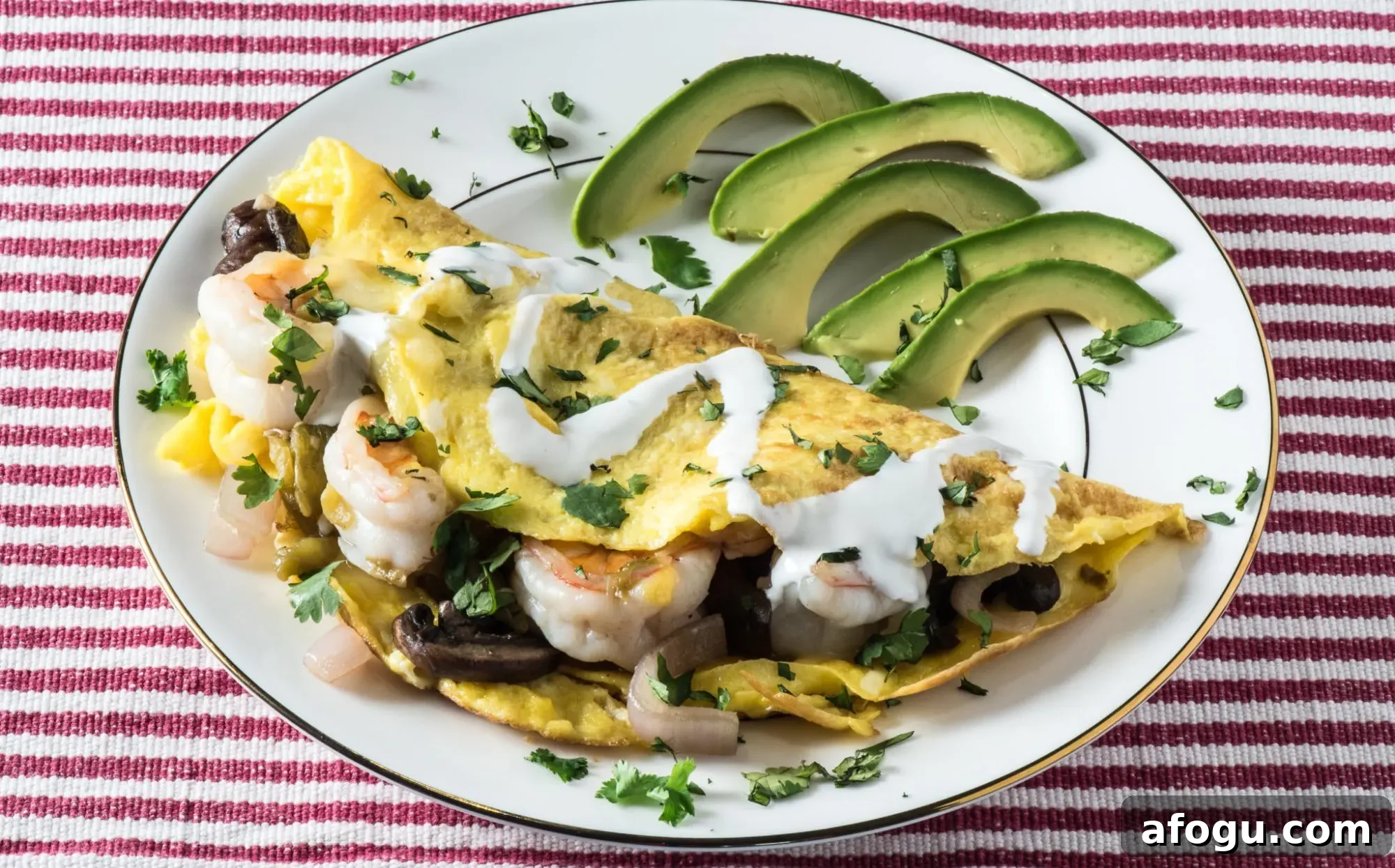 Spicy Shrimp and Green Chile Omelet Recipe 6 Omelette closeup