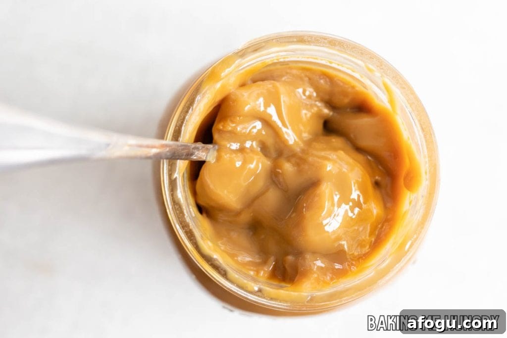 thick caramel in jar