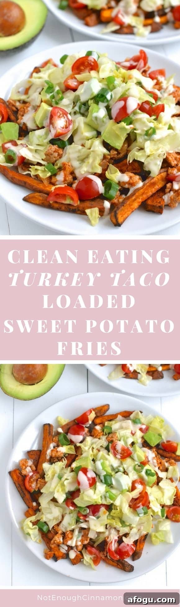 Clean Eating Turkey Taco Loaded Sweet Potato Fries - SO GOOD you won't believe it's healthy!