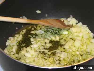 Saute onions and garlic.