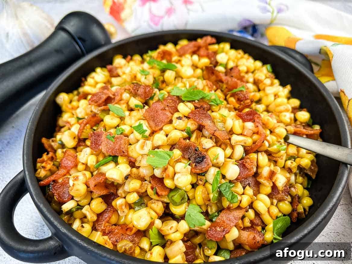 Bacon Fried Corn in a serving bowl.