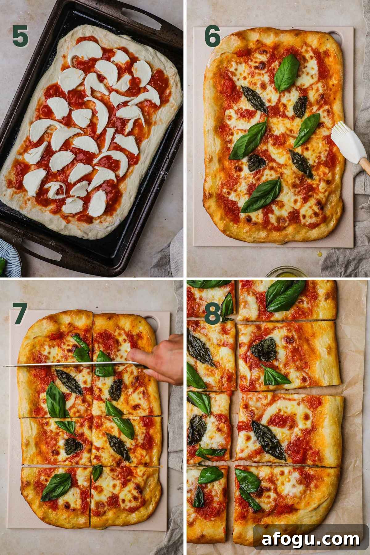 Homemade Margherita Pizza Recipe: Classic Neapolitan Flavor at Home 5 Steps to make margherita pizza: add mozzarella, bake, brush with olive oil, add basil, slice, and serve.