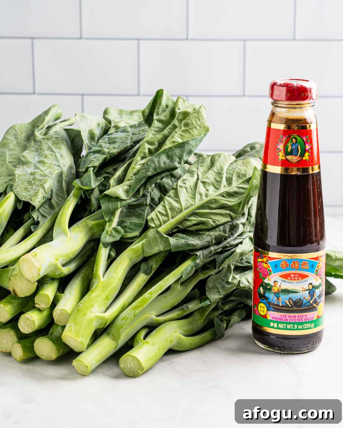 Ingredients for Chinese broccoli with Oyster Sauce.