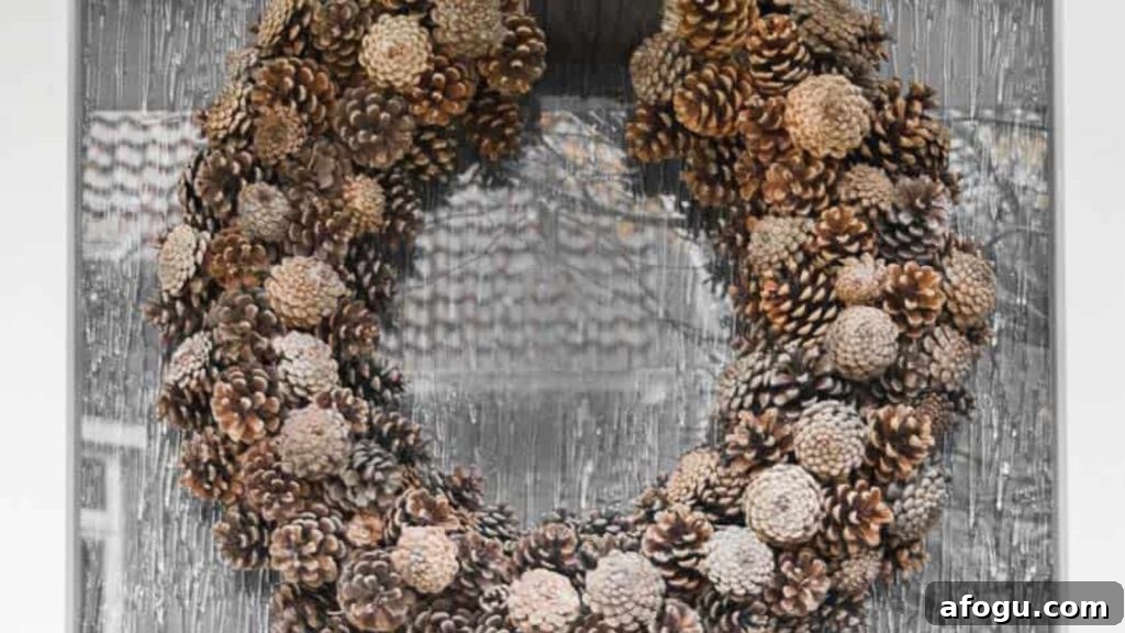 15 Pine Cone Crafts for Rustic Home Decor and Seasonal DIY 6 pine cone wreath on front door