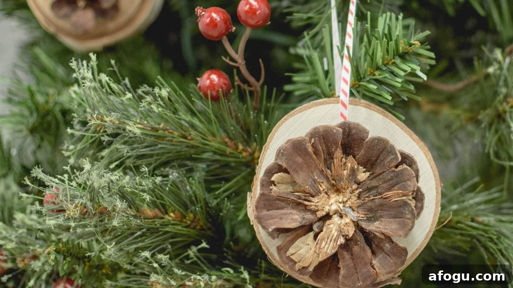 15 Pine Cone Crafts for Rustic Home Decor and Seasonal DIY 9 These easy wood slice ornaments are made with pine cones you can collect in your own backyard