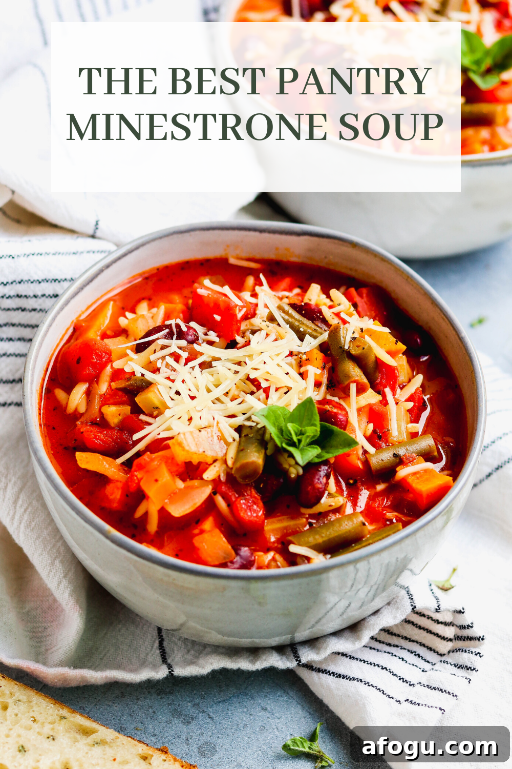 Pantry-Style Minestrone Soup Recipe for Busy Weeknights 5 Pantry minestrone soup is cozy and full of vegetables. This recipe is so customizable to use whatever pantry and freezer items you have on hand, as well as any vegetables you need to use up. This easy minestrone soup recipe is vegetarian and delicious! #minestrone #soup #vegetarian