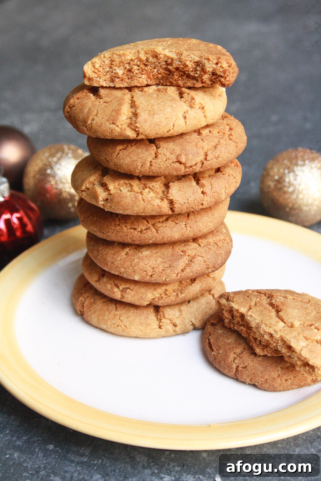 Perfectly sweet and spicy ginger biscuits waiting to be dunked into a mug of hot tea!