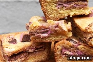 Ruby KitKat Blondies filled with Ruby KitKats