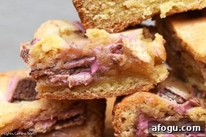 Ruby KitKat Blondies topped with KitKats