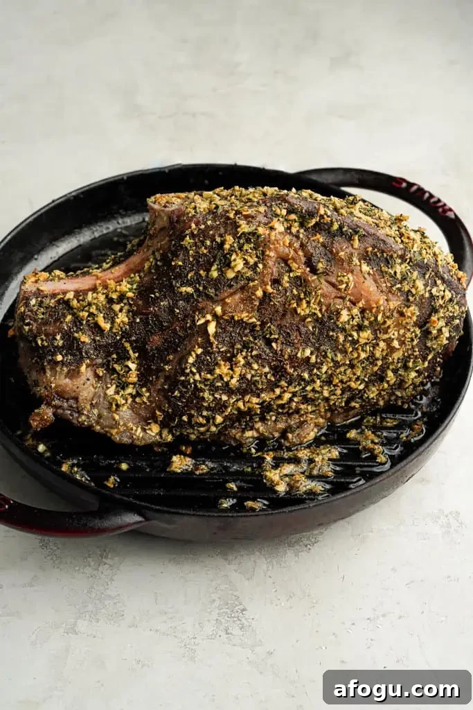 cooked standing rib toast in a skillet