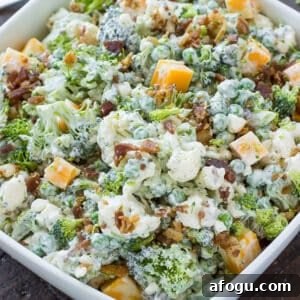 Bowl of broccoli salad.