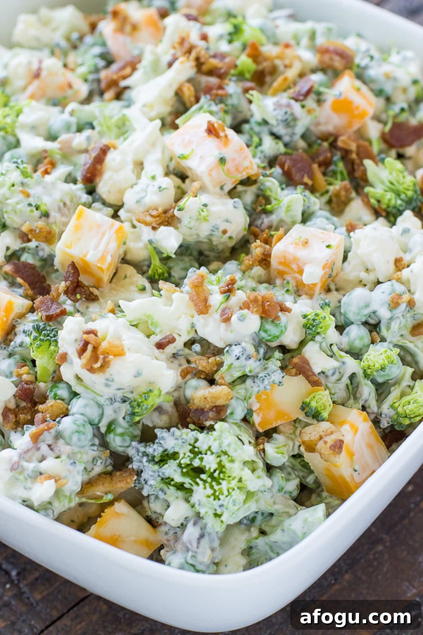 Assembled broccoli salad. 