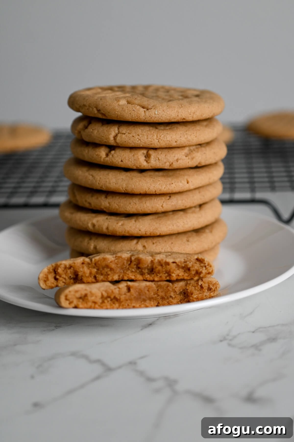 A plate of soft and chewy cookies.