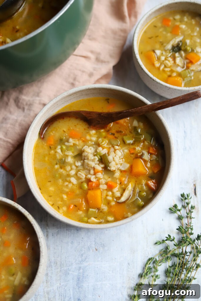 Overhead view of 3 bowls of soup