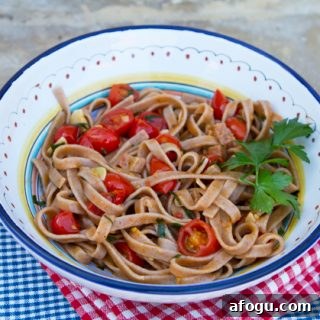 Farro Pasta With Guanciale & Cherry Tomatoes