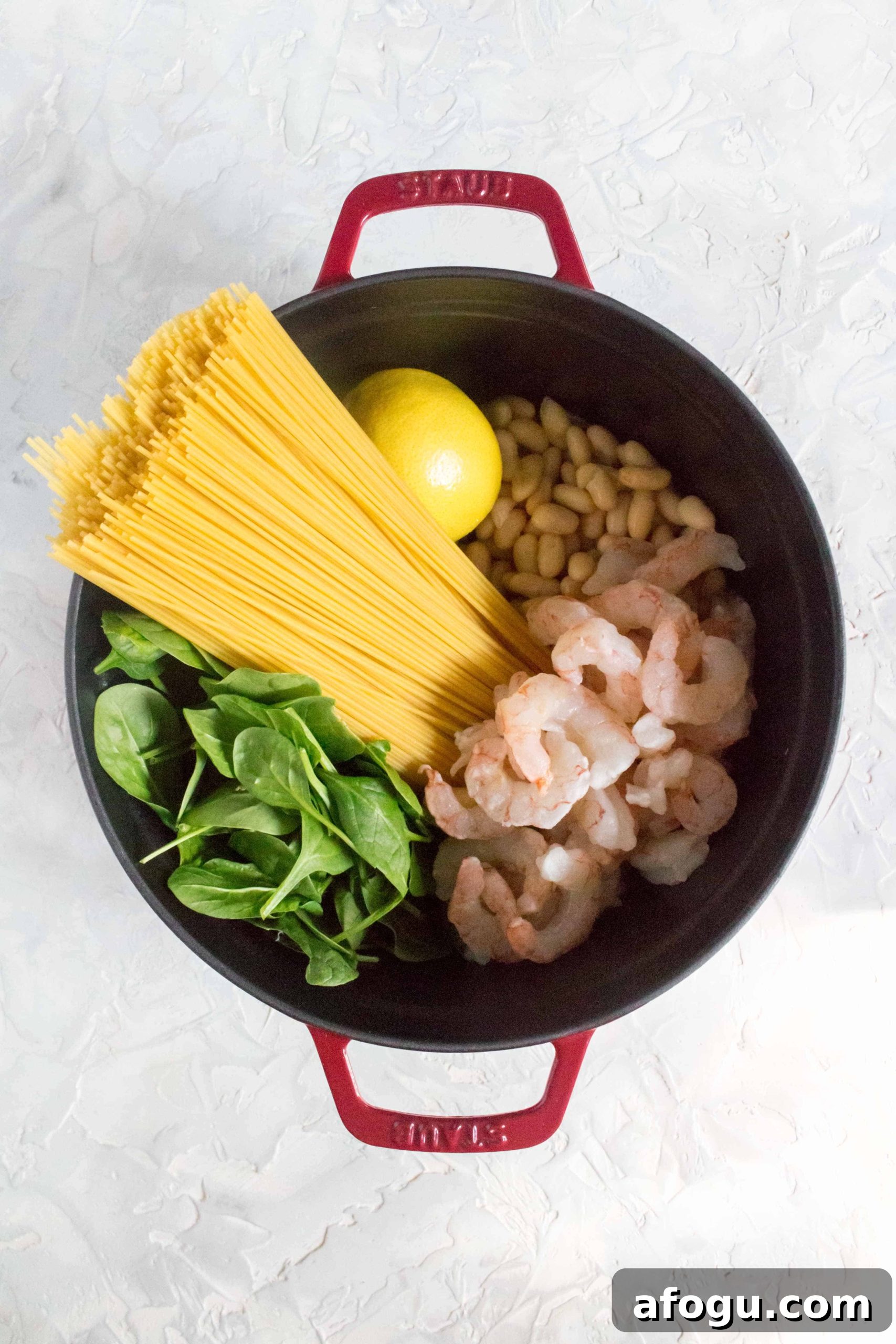 one pot pasta: lemon shrimp spinach