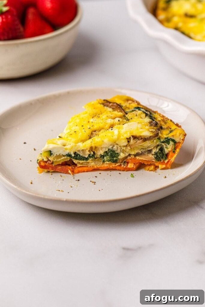 slice of sweet potato crusted quiche