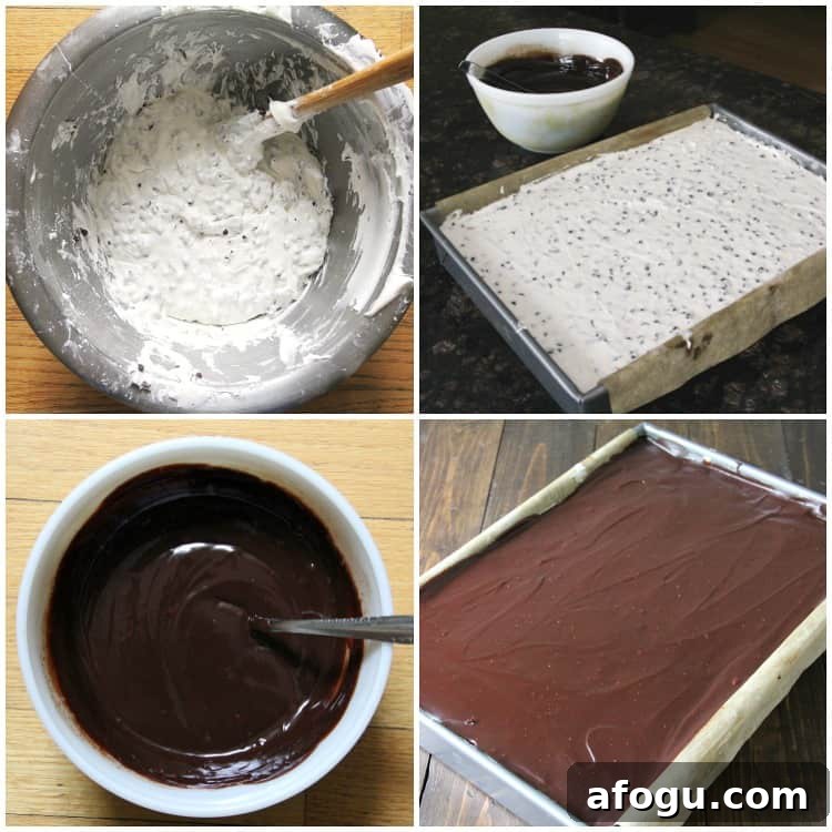 marshmallow frosting and chocolate ganache topping