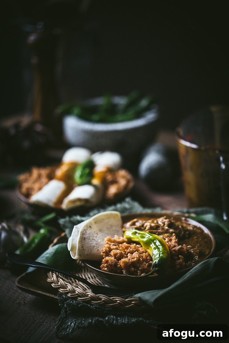 mexican rice, tortillas, and mole sauce
