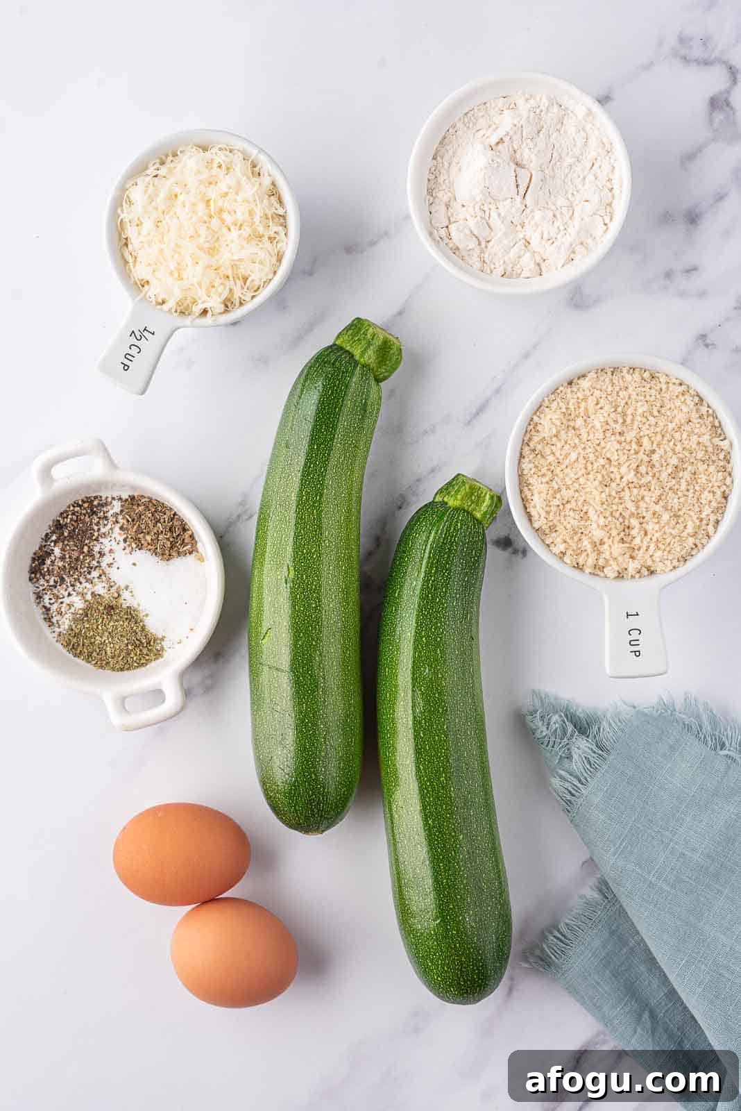 Ingredients needed for air fryer zucchini sticks.
