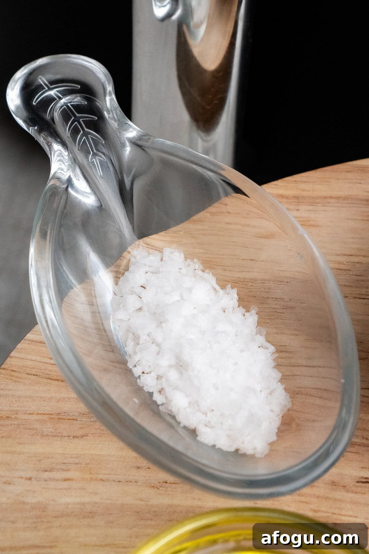 Sea salt in a glass dish