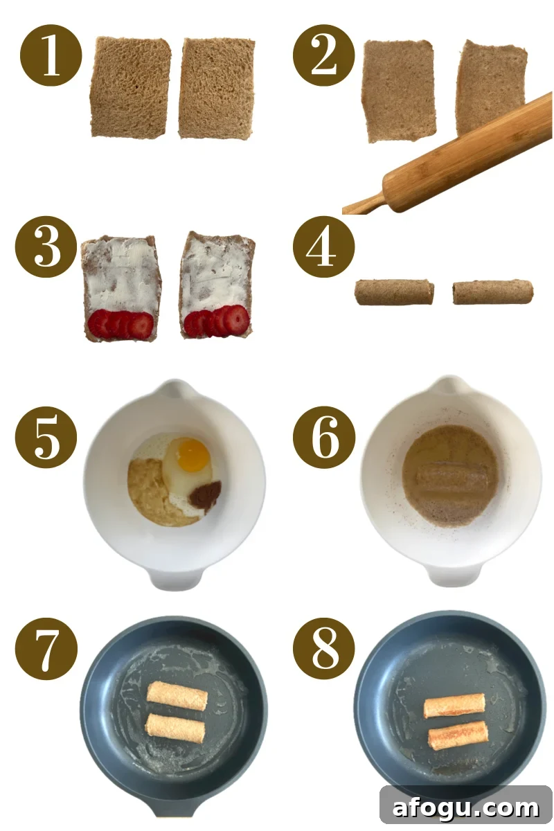 Step by step photos demonstrating how to make strawberry cheesecake rollups. Specifics provided in recipe card.