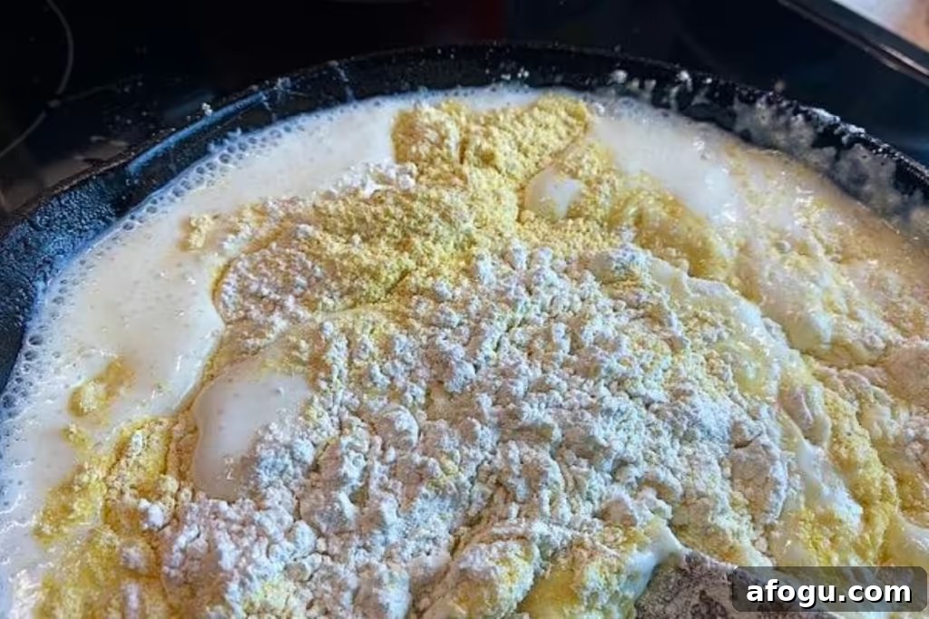 cornbread batter in skillet