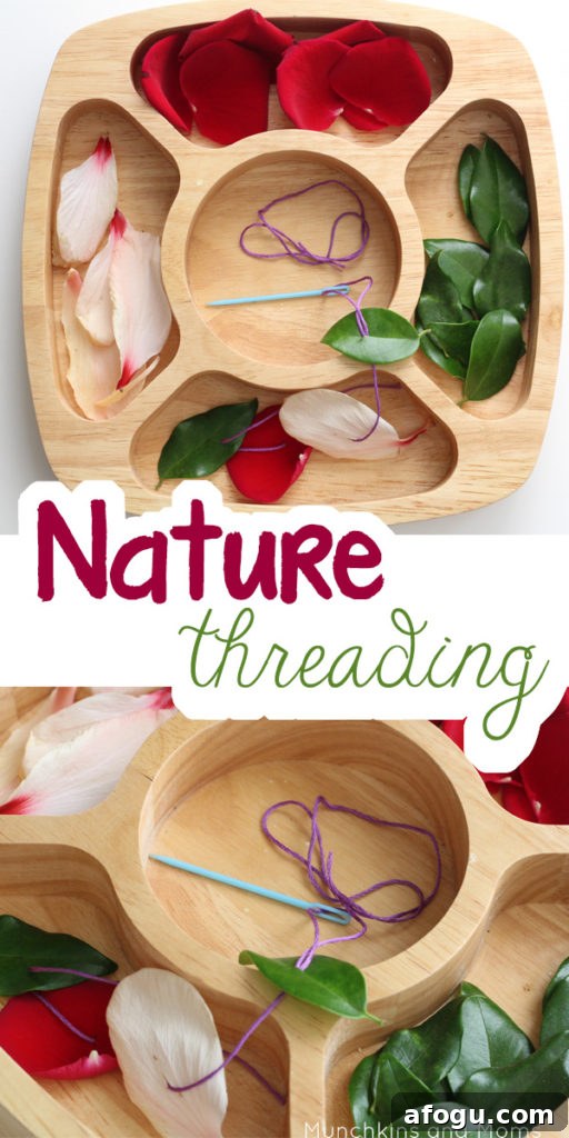 wooden bowl of leaves and petals with string