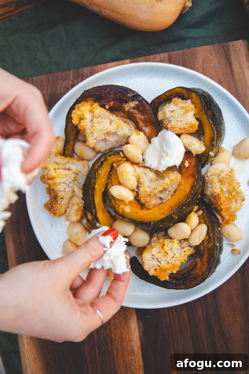 Plating the Squash Panzanella - Georgie Eats